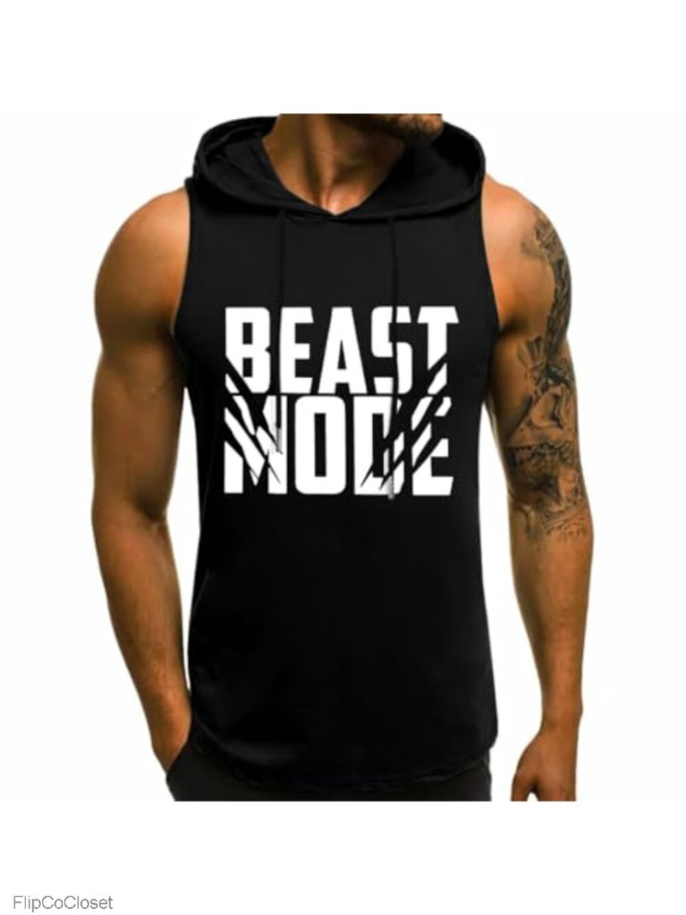 Men's Sleeveless Hooded Tank Top Moisture-Wicking Gym Workout Bodybuilding